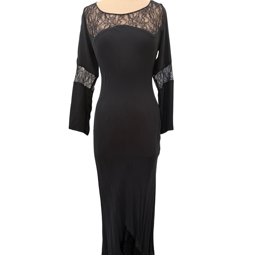 RARE Find Vintage Victoria's Secret Silk Gown Dress Long Black Chiffon Lace